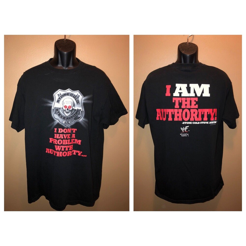 Vintage 90s Stone Cold Steve Austin I Am The Authority T-Shirt RARE 1998 WWF USA